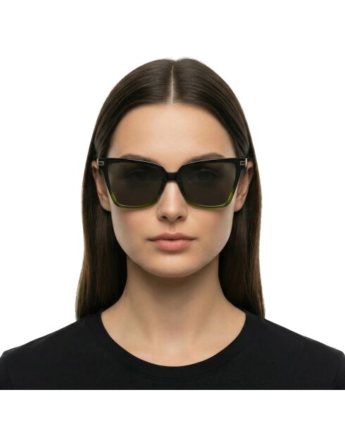 Lunettes de soleil carrées noires-vertes