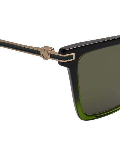 Lunettes de soleil carrées noires-vertes