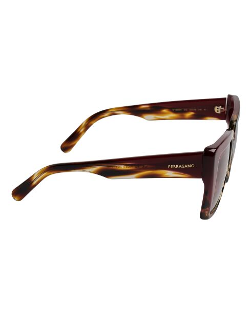 Lunettes de soleil rectangulaires brunes foncées-bordeaux