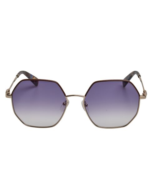 Lunettes de soleil Brigitte hexagonales brunes dorées foncé