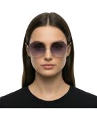 Lunettes de soleil Brigitte hexagonales brunes dorées foncé