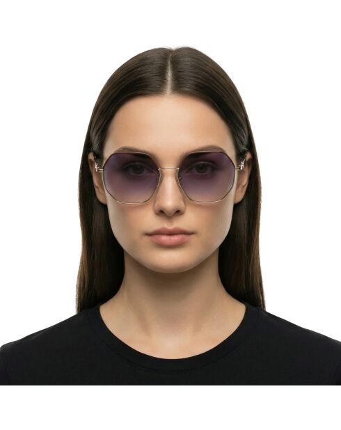 Lunettes de soleil Brigitte hexagonales brunes dorées foncé