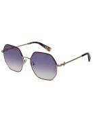 Lunettes de soleil Brigitte hexagonales brunes dorées foncé