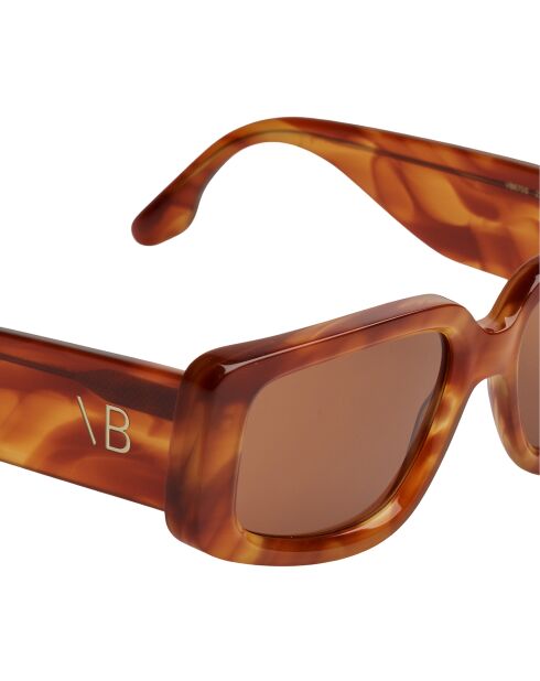 Lunettes de soleil rectangulaires havana brown