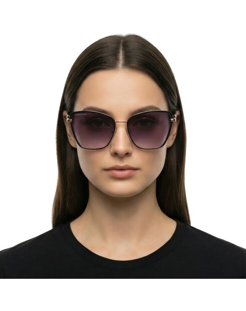 Lunettes de soleil carrées géométriques noires-argentés