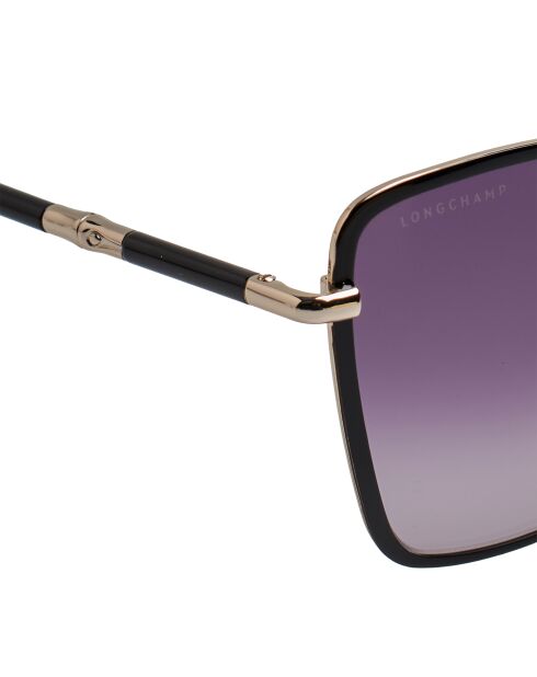 Lunettes de soleil carrées géométriques noires-argentés