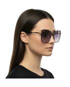 Lunettes de soleil carrées géométriques noires-argentés