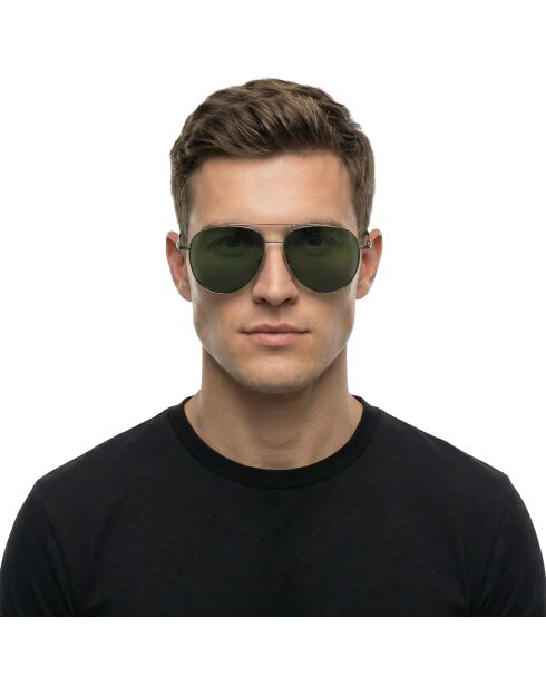 Lunettes de soleil Landry style pilote grises argentées foncées