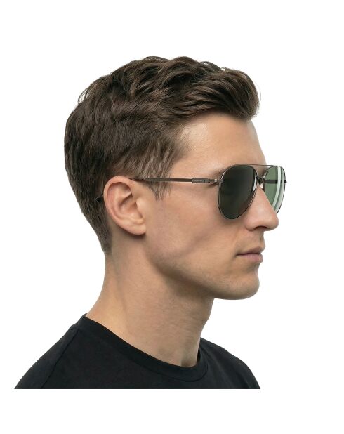 Lunettes de soleil Landry style pilote grises argentées foncées