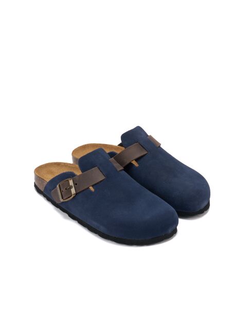 Zuecos de piel Noé Marine Velvet