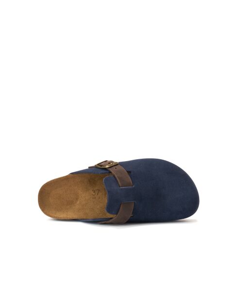 Zuecos de piel Noé Marine Velvet