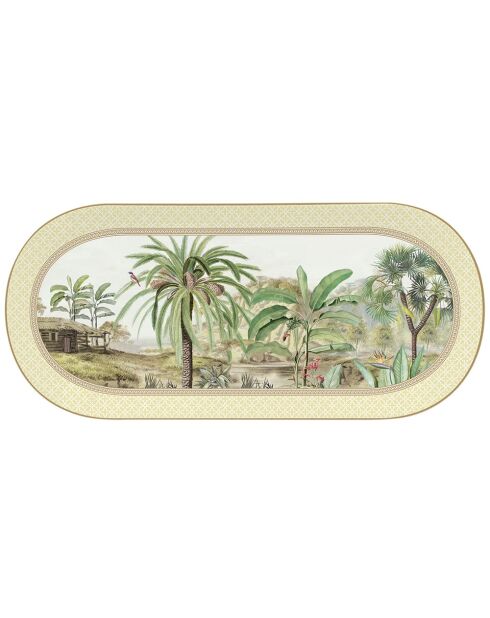 Plat de service ovale en porcelaine CEYLON vert - 33,5x15 cm