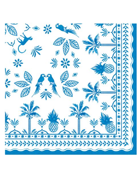 Paquet de 20 serviettes en papier EXOTIC VIBES bleues - 33×33 cm
