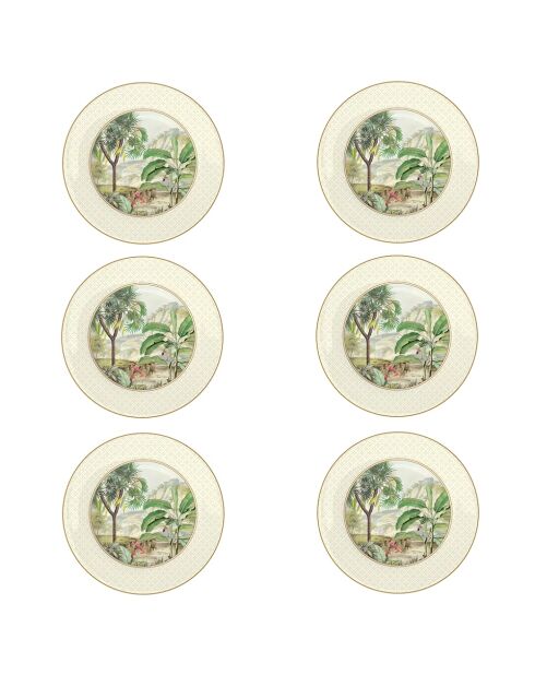 Set van 6 CEYLON groene aperitief-/dessertborden - D.19 cm