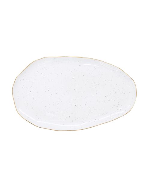 Plato artesanal de porcelana multicolor - 36x21,5 cm