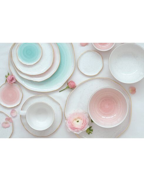 Plato artesanal de porcelana multicolor - 36x21,5 cm
