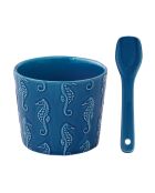 Coppa gelato SEA LIFE in porcellana blu con cucchiaio - 8,5 cm