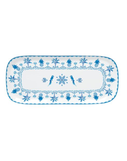 Assiette de service bruteuse EXOTIC VIBES bleues - 40x17,5 cm