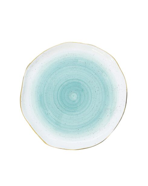 Lot de 6 assiettes en porcelaine ARTESANAL multicolores - D.19 cm