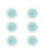 Lot de 6 assiettes en porcelaine ARTESANAL multicolores - D.19 cm