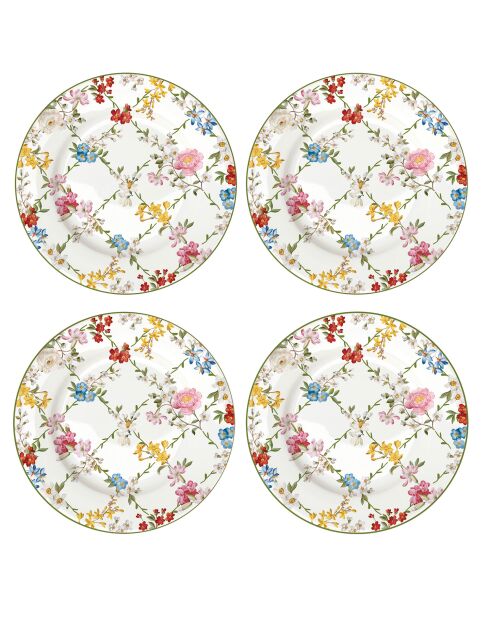 Set di 4 piatti da dessert in porcellana GARDEN DREAMS multicolore - D.19 cm