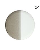 Set van 4 dubbele beige porseleinen dinerborden - D.26 cm