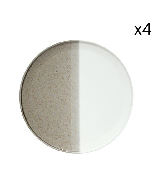 Set van 4 dubbele beige porseleinen dinerborden - D.26 cm