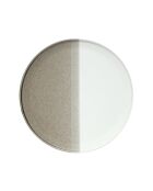 Set van 4 dubbele beige porseleinen dinerborden - D.26 cm