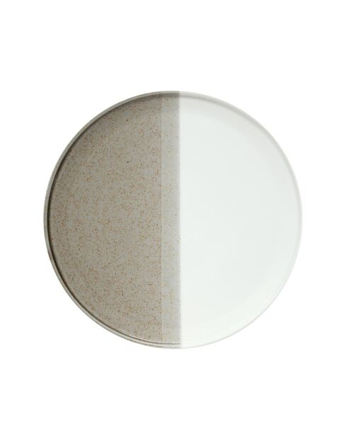 Set van 4 dubbele beige porseleinen dinerborden - D.26 cm