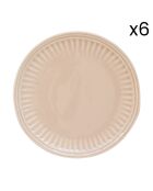Set van 6 beige ABITARE porseleinen dessertborden - D.19 cm