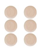 Set van 6 beige ABITARE porseleinen dessertborden - D.19 cm