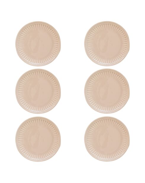Set van 6 beige ABITARE porseleinen dessertborden - D.19 cm