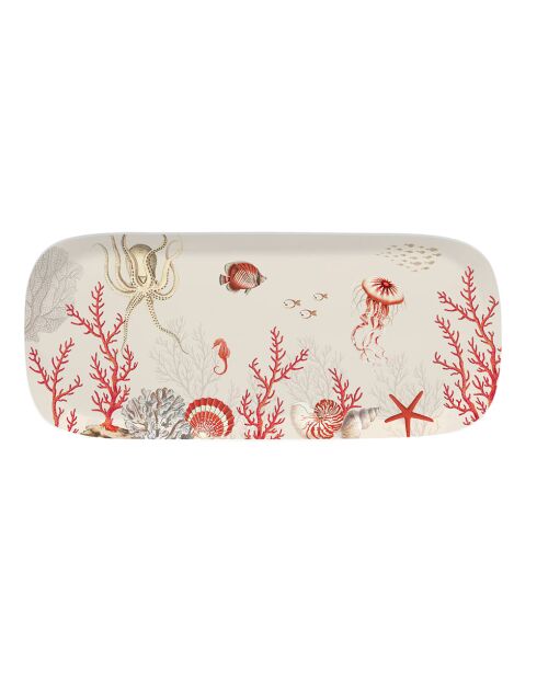 Plateau ovale amovible CORAL REEF rouge - 40x17,5 cm