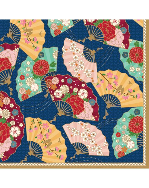 Paquet de 20 serviettes en papier KYOTO multicolores - 33×33 cm