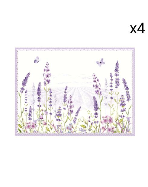 Set di 4 tovagliette in sughero con motivo LAVENDER FIELD multicolore - 40x30 cm