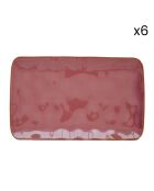 Lot de 6 assiettes rectangulaires en porcelaine INTERIORS bourgogne - 20x13 cm