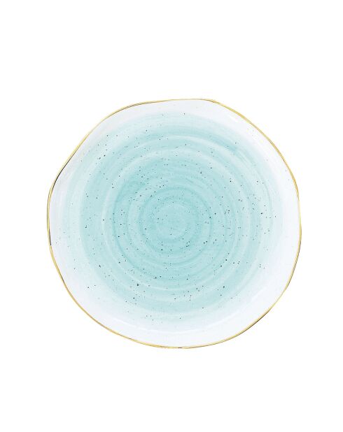 Lot de 6 assiettes en porcelaine ARTESANAL bleues - D.16 cm