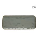 Set de 4 platos rectangulares de porcelana INTERIORS celadon - 36x16 cm