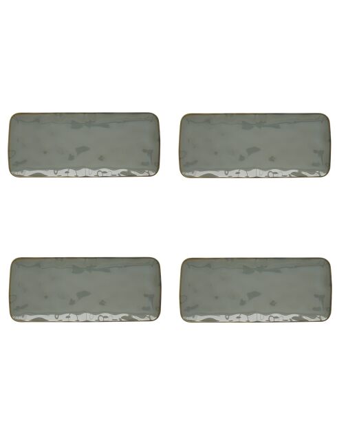Set de 4 platos rectangulares de porcelana INTERIORS celadon - 36x16 cm