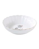 Set van 4 witte porseleinen soepborden met BLOEMEN EN VLINDERS - D.20 cm