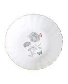 Set van 4 witte porseleinen soepborden met BLOEMEN EN VLINDERS - D.20 cm