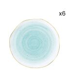 Set van 6 blauwe porseleinen borden van ARTESANAL - D.10 cm