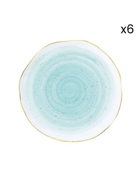 Set van 6 blauwe porseleinen borden van ARTESANAL - D.10 cm