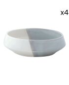 Set van 4 DUBBELE grijze porseleinen soepborden - D.16,5 cm