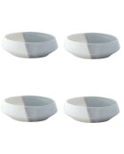 Set van 4 DUBBELE grijze porseleinen soepborden - D.16,5 cm