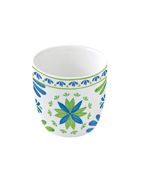 Théière en porcelaine avec infuseur et 2 tasses motif FLOWERS GARDEN vert/bleu - 600 ml/160 ml