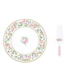 Plat à gâteau avec spatule en porcelaine GARDEN JOY multicolore - D.32 cm