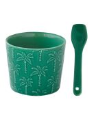 Coppa gelato in porcellana verde TROPICANA con cucchiaio - 8,5 cm