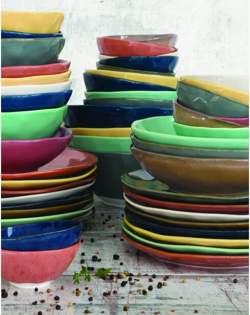 Set de 6 platos sopera de porcelana INTERIORS burdeos - D.19 cm