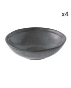 Juego de 4 platos hondos ESSENTIAL de gres gris oscuro - D.18 cm
